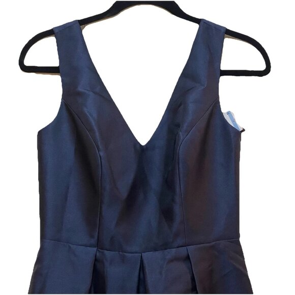 ALFRED SUNG Midnight Navy Sateen Twill High Low Cocktail Dress Gown Sz 4 NWOT - Picture 5 of 8